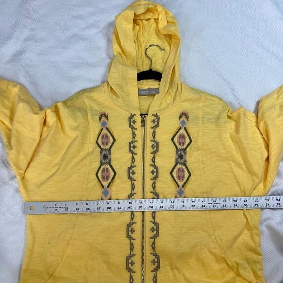 Chico’s Yellow Geo‎ Embroidered Hooded Zip Up Jacket - Picture 9 of 10